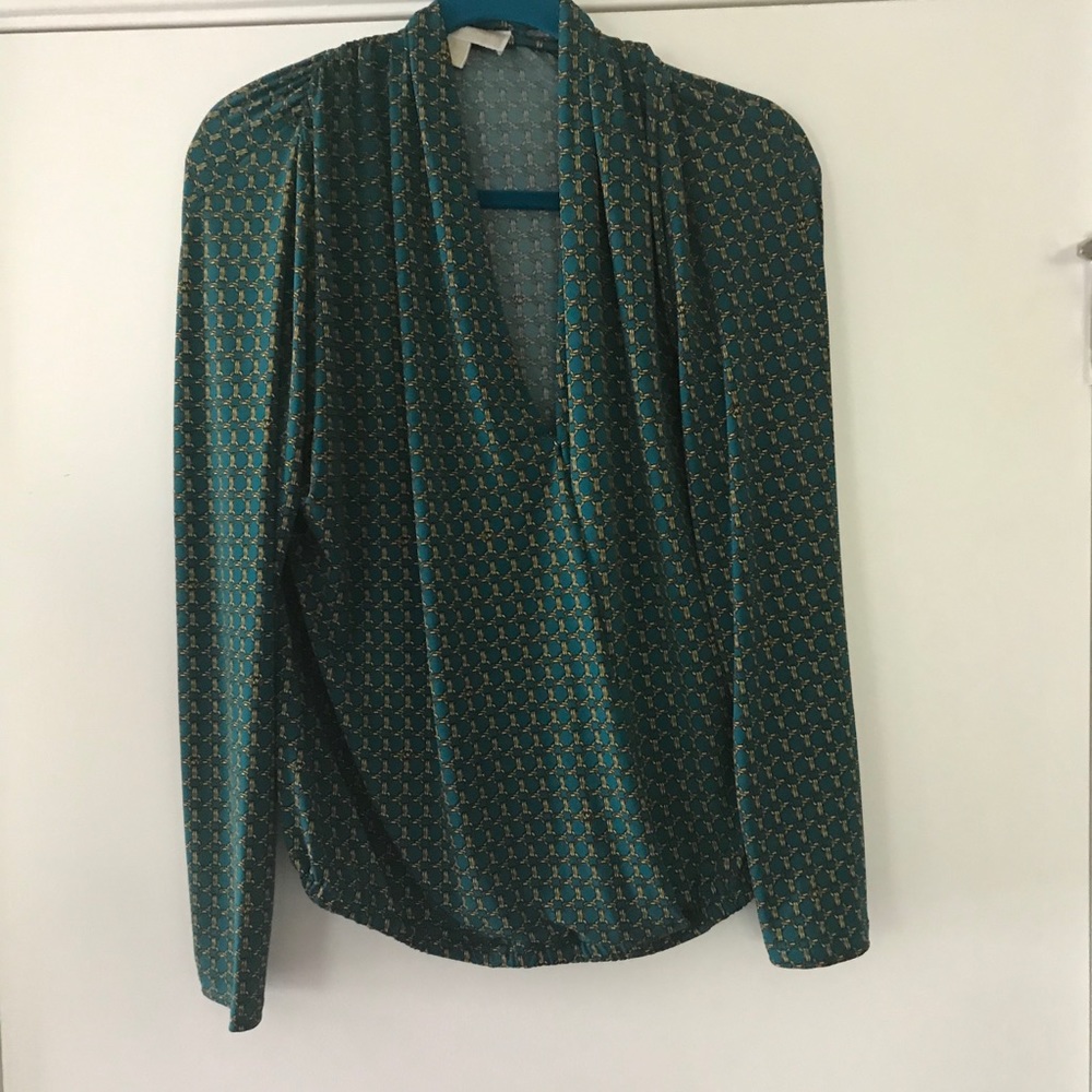 Michael Kors Green Wrap Blouse Size Medium
